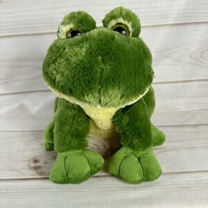 Toys R Us Plush Frog Stuffed Animal Green & Yellow Soft 2016 - 13" Long